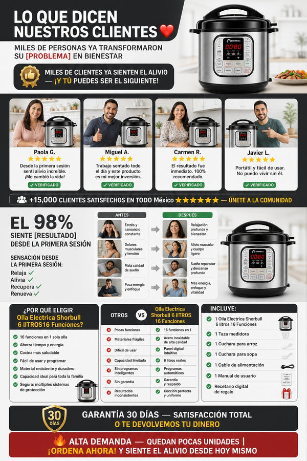 Olla Electrica Shorbull 6 lITROS16 Funciones - imagen 6