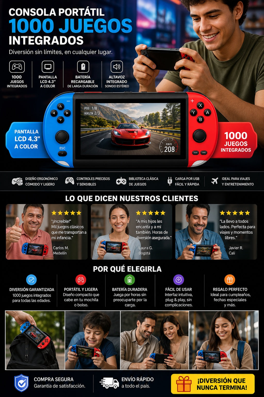 Consola Portátil 1000 Juegos Integrados - imagen 6