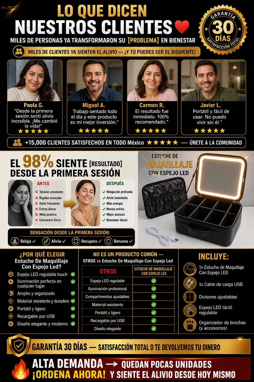 Estuche De Maquillaje Con Espejo Led - imagen 6