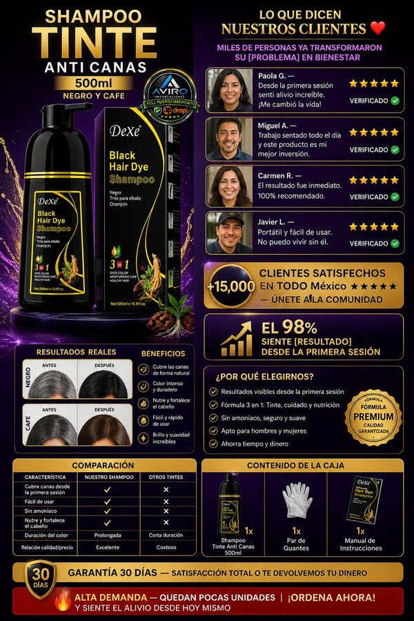 Shampoo Tinte Anti Canas 500ml NEGRO Y CAFE - imagen 6