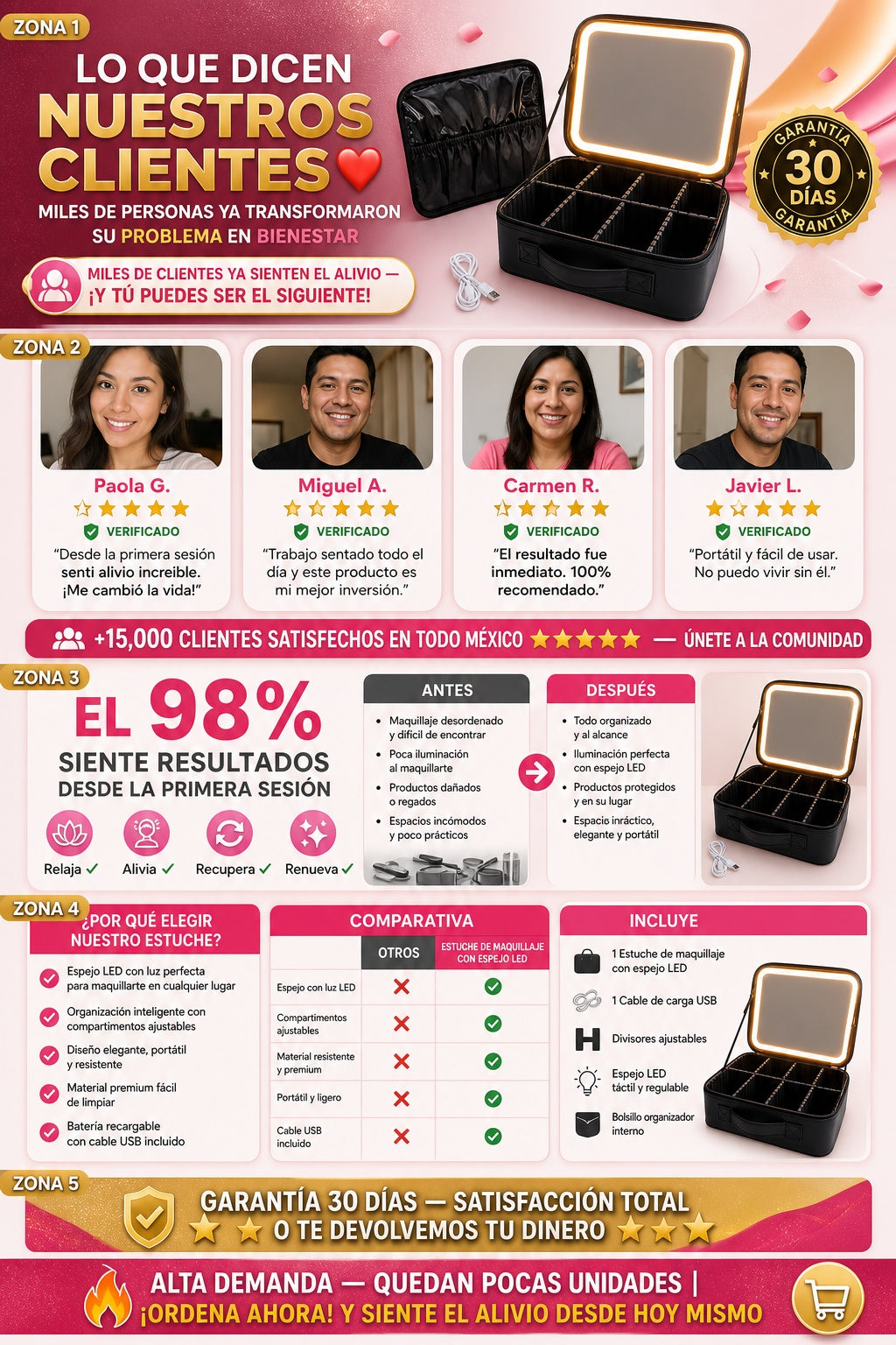 Estuche De Maquillaje Con Espejo Led - imagen 6