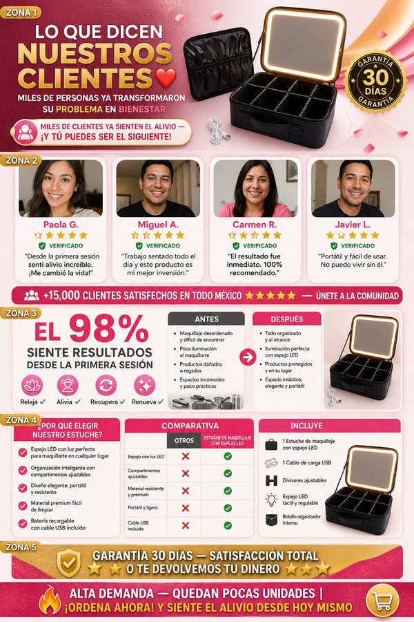 Estuche De Maquillaje Con Espejo Led - imagen 6