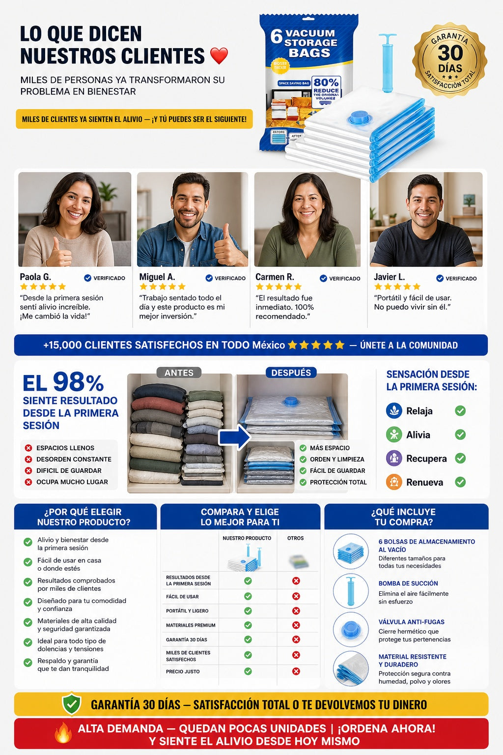 6 Bolsas Al Vacio Con Bomba Almacenamiento oferta 2x1 compra un paqute de 6 y recibe el segundo gratis total 12 bolsas y 2 bombas - imagen 6