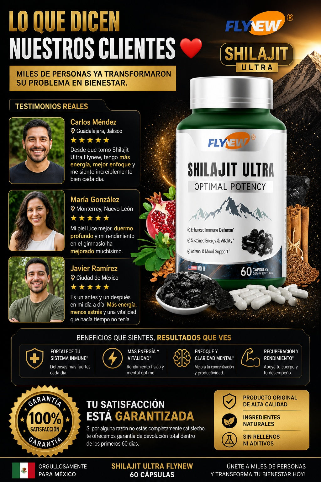 Shilajit Ultra Flynew 60 Capsulas - imagen 6