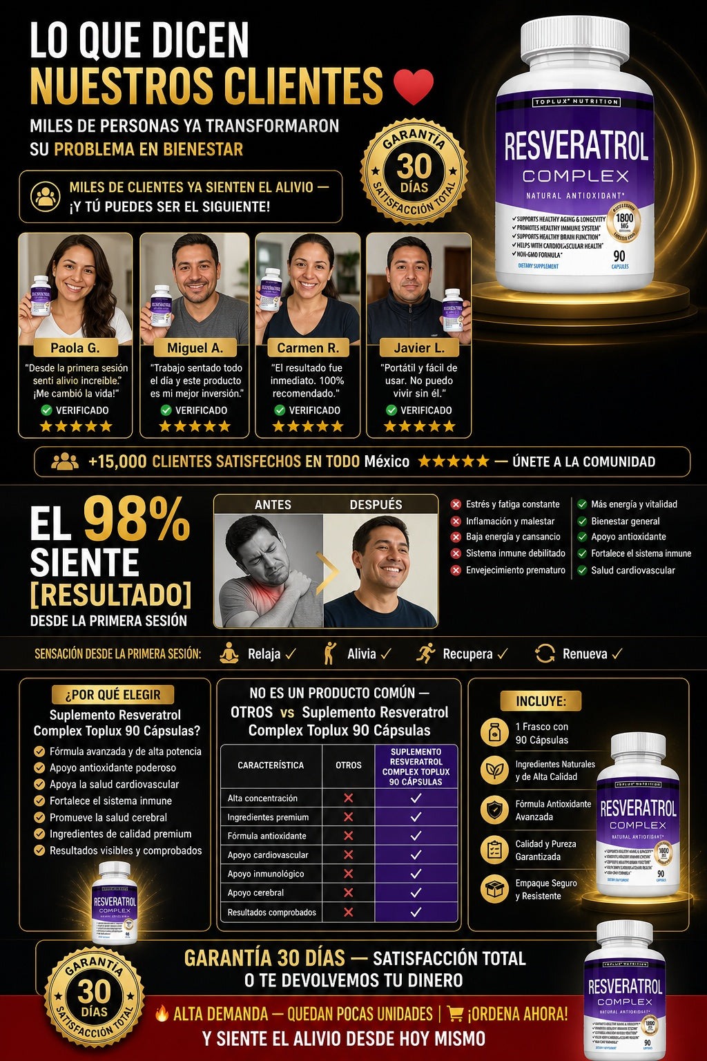 Suplemento Resveratrol Complex Toplux 90 Cápsulas - imagen 6