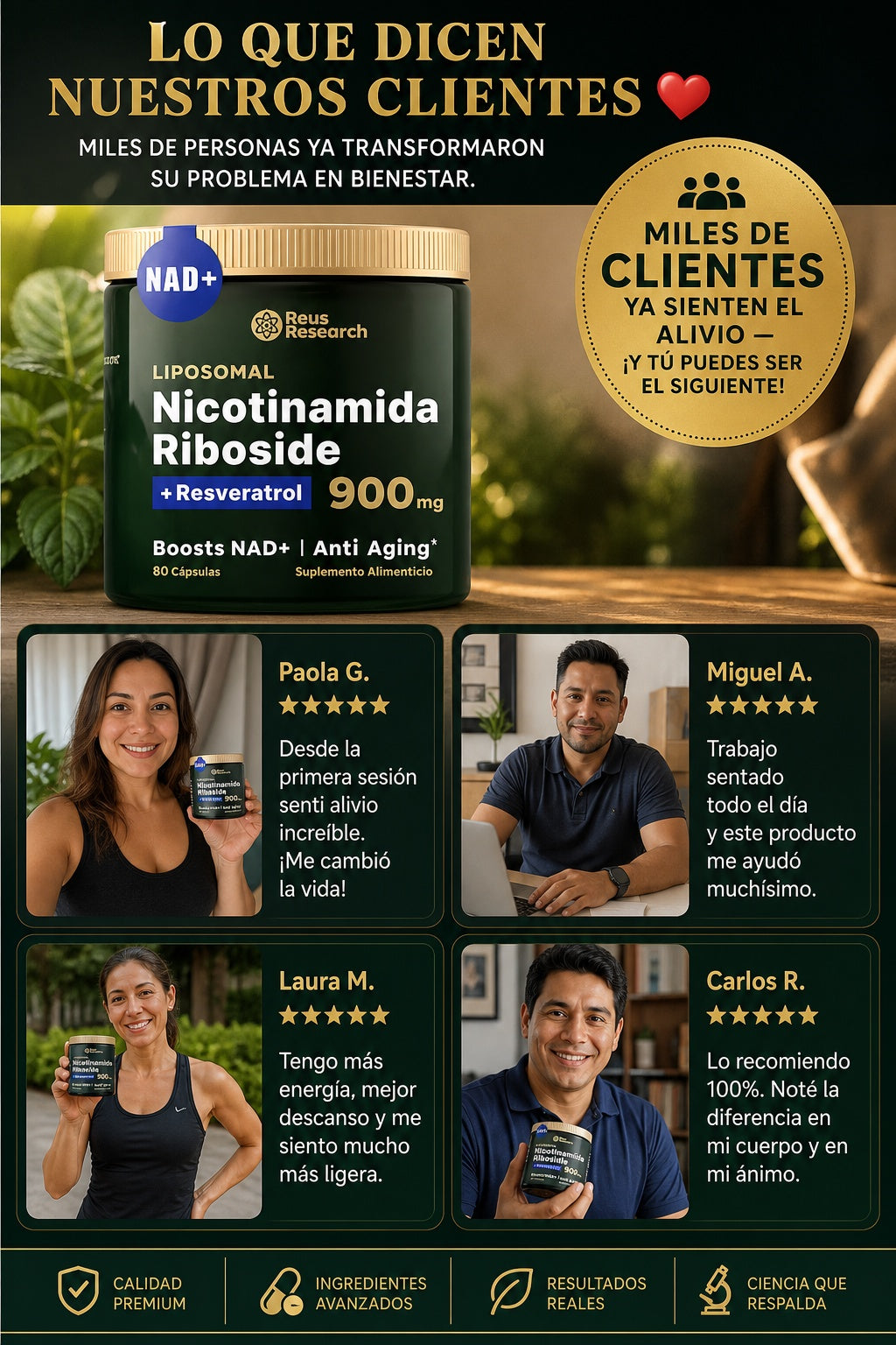 Nicotinamida Riboside Liposomal 900mg con Resveratrol - 80 Cápsulas - imagen 6