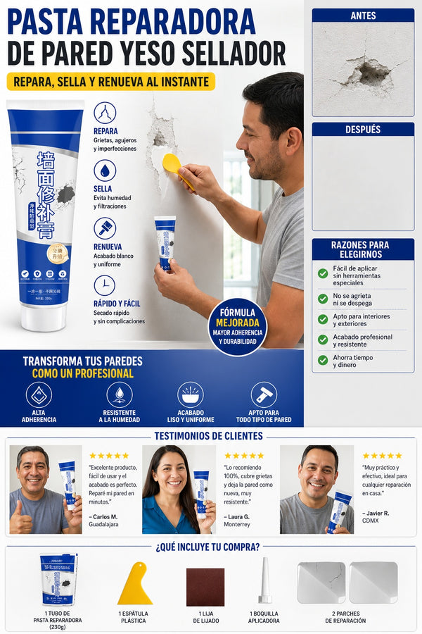 Pasta Reparadora De Pared Yeso Sellador - imagen 6