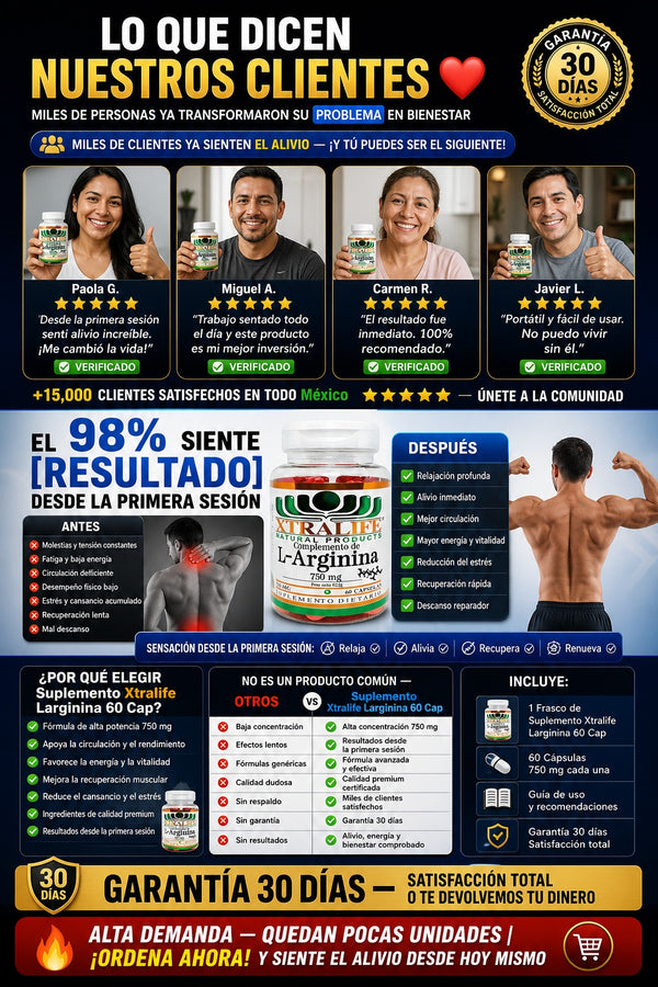 Suplemento Xtralife Larginina 60 Cap - imagen 6