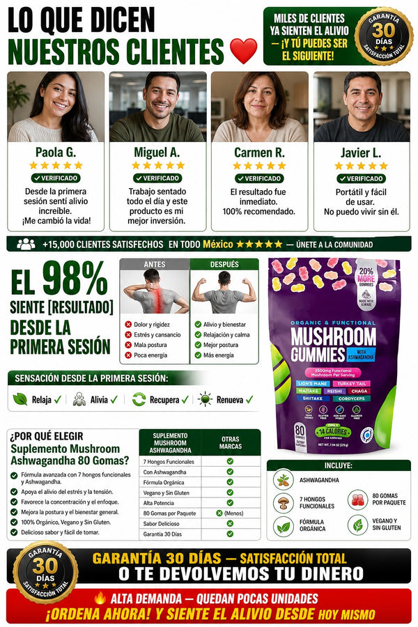 Suplemento Mushroom Ashwagandha 80 Gomas - imagen 6