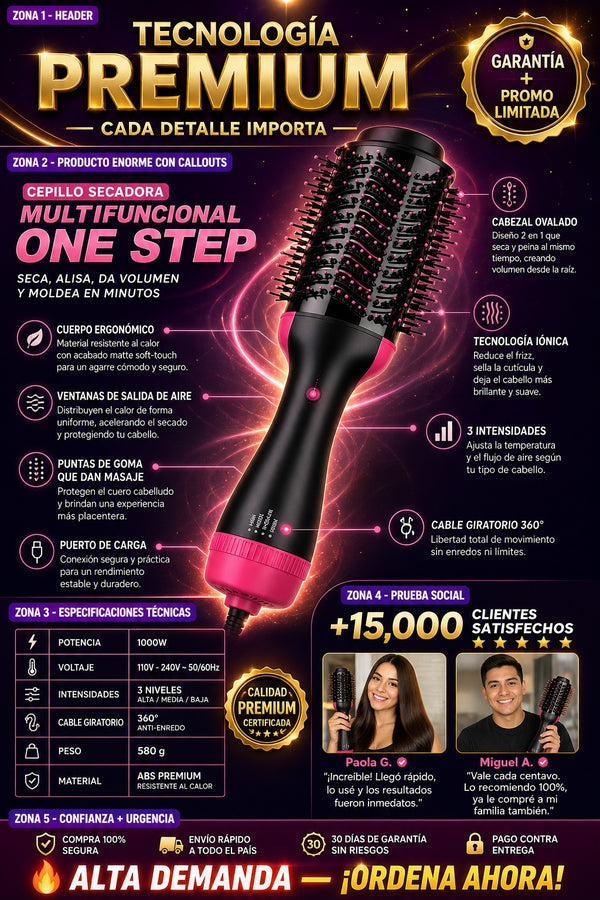 Cepillo Secadora Multifuncional One Step - imagen 7