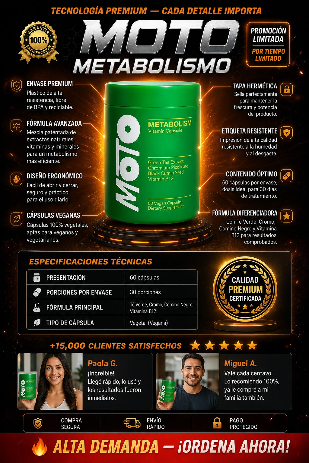 Suplemento Moto Metabolismo 60 Cap - imagen 7