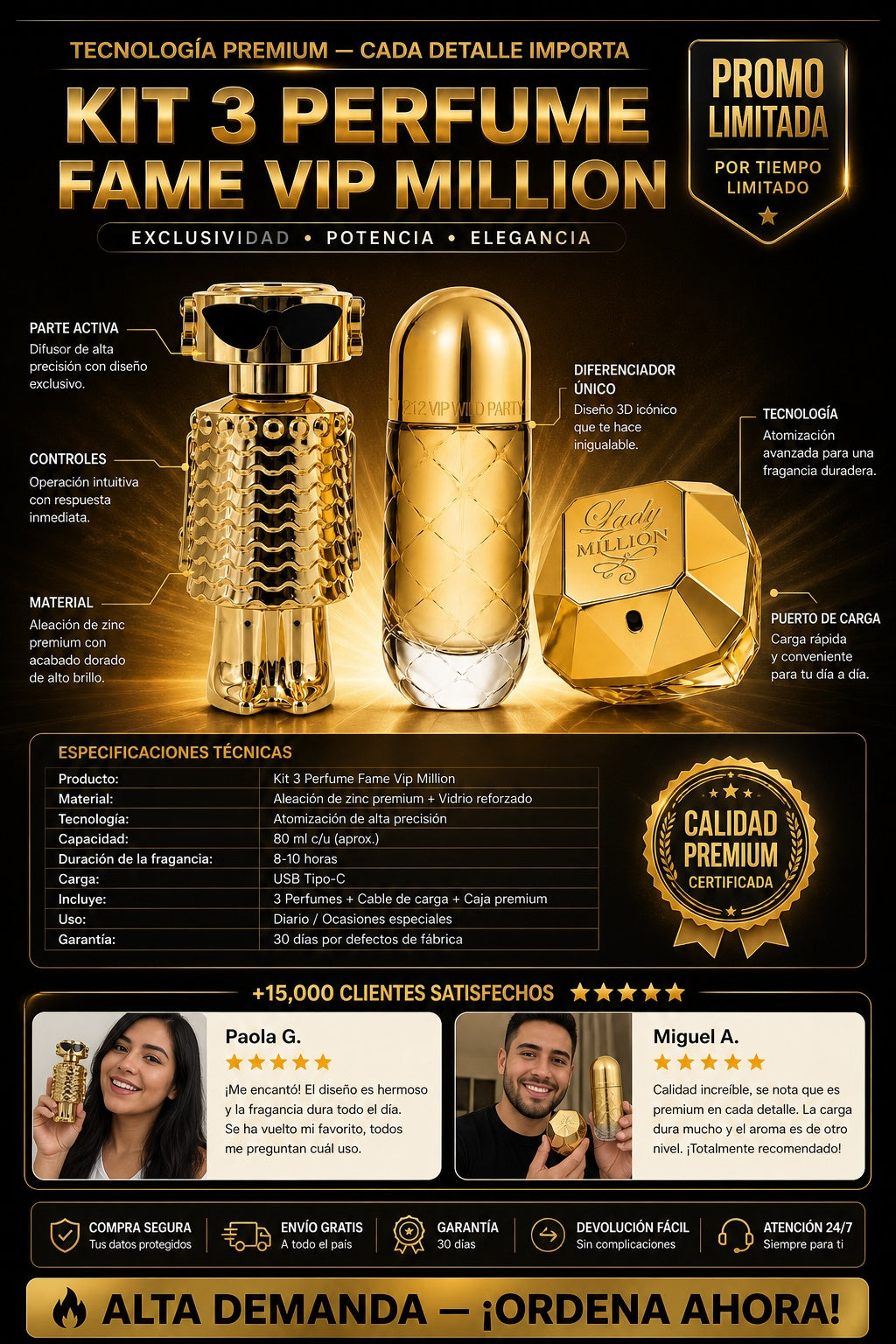 Kit 3 Perfume Fame Vip Million - imagen 7