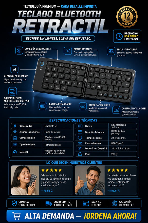 Teclado Bluetooth Retractil - imagen 7