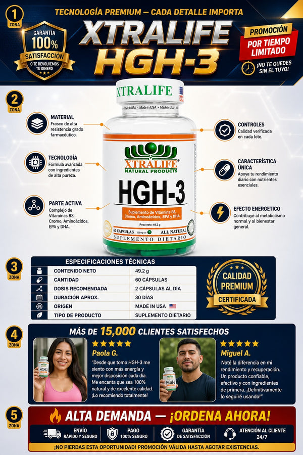 Suplemento Xtralife Hgh3 Crecimiento - imagen 7