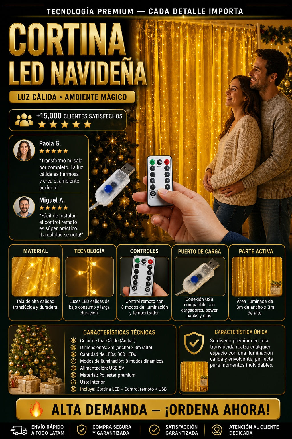 Cortina De Navidad Con Cadena De Luz Led - imagen 7