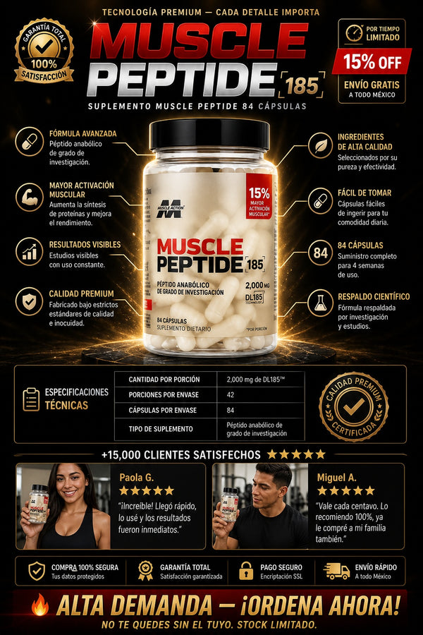 Suplemento Muscle Peptide 84 Capsulas - imagen 7