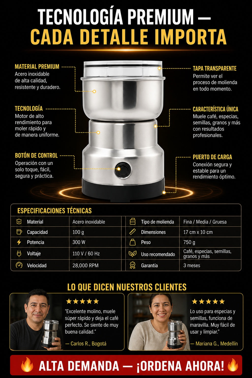Molino Moledor De Cafe Y Especias - imagen 7