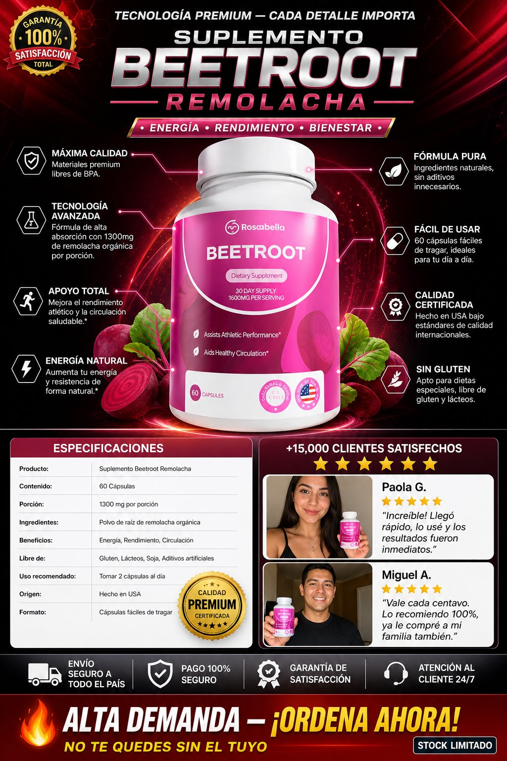 Suplemento Beetroot Remolacha 60 Cápsulas - imagen 7
