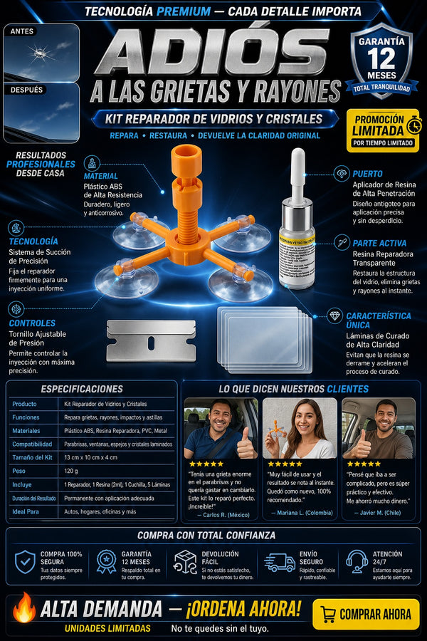 Adiós a las Grietas y Rayones – Kit Reparador de Vidrios y Cristales - imagen 7
