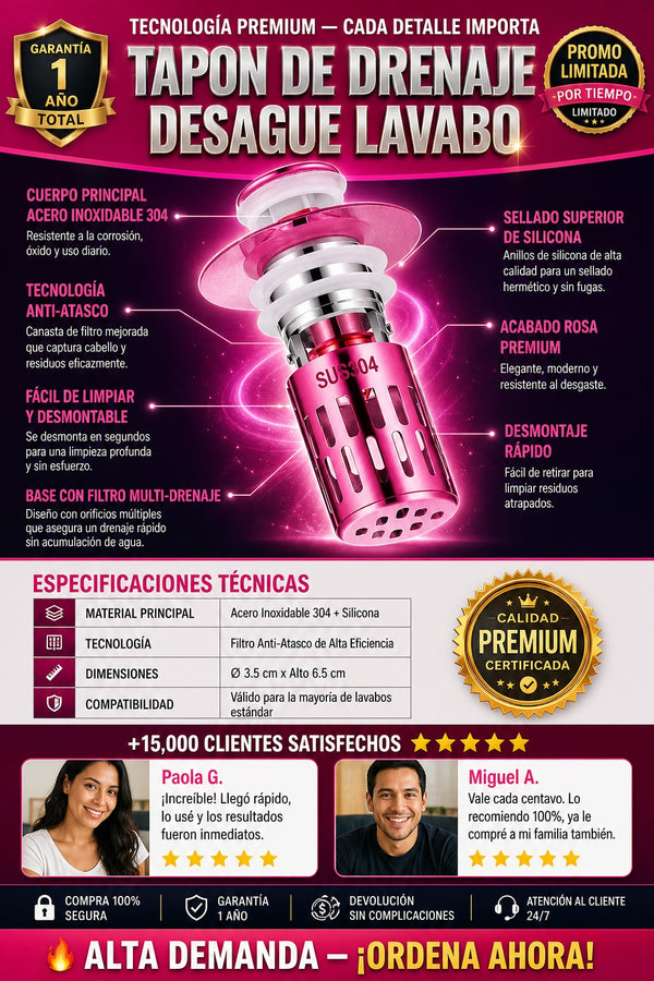 Tapon De Drenaje Desague Lavabo - imagen 7