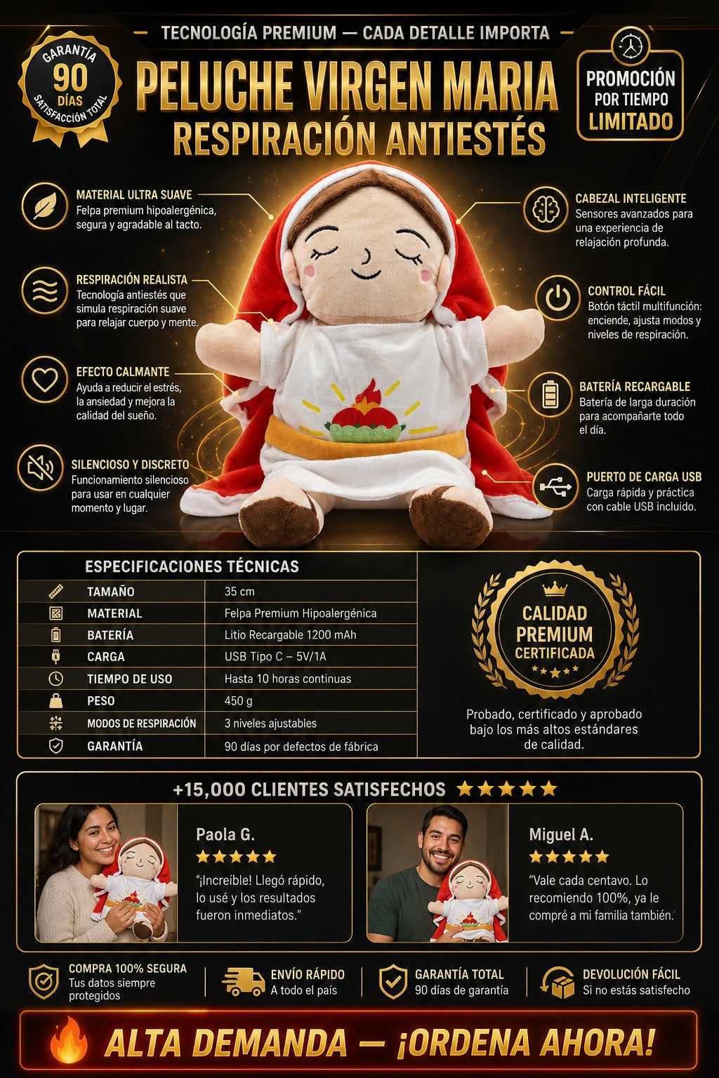 Peluche Virgen Maria Respiracion Antiest - imagen 7