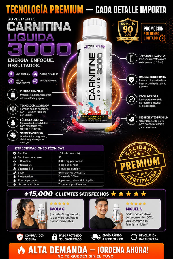 Suplemento Carnitina Liquida 3000 - imagen 7