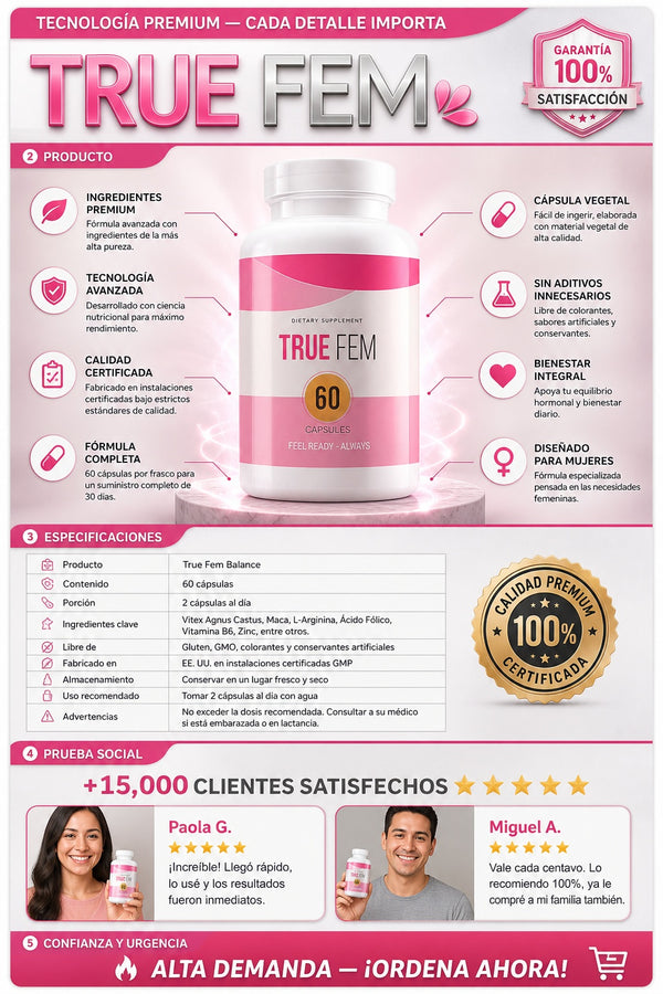 Suplemento True Fem Balance Mujer 60 Cap - imagen 7