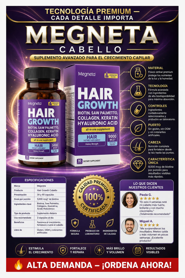Suplemento Hair Growth Megneta Cabello - imagen 7