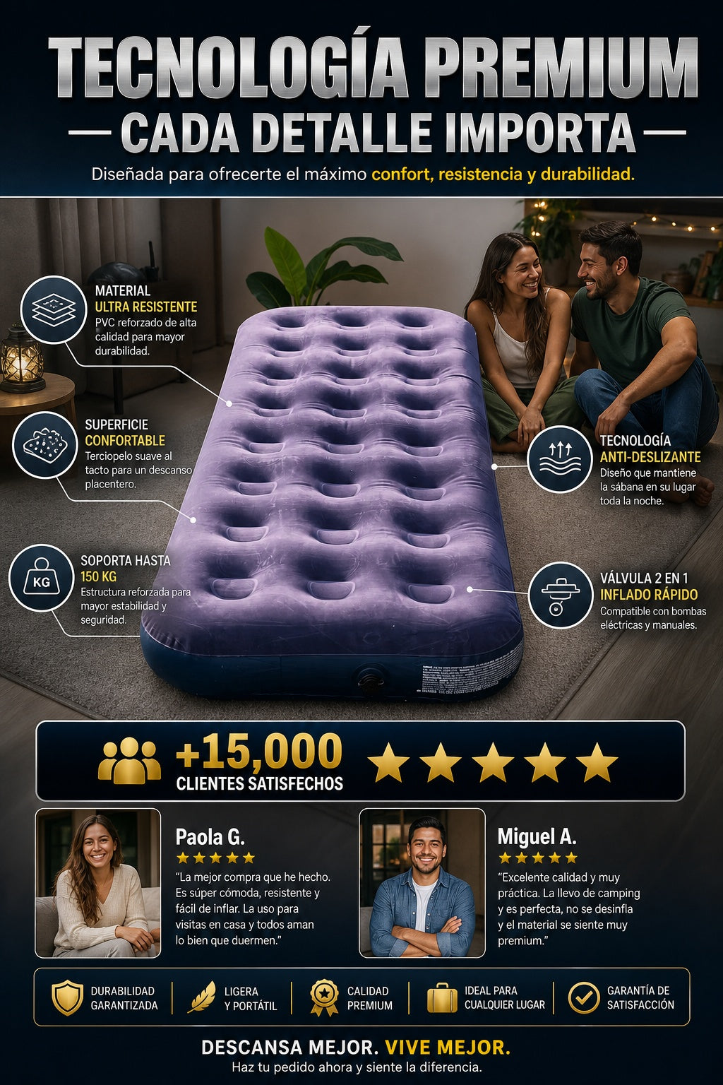 Colchon Inflable Individual Aire Camping - imagen 7