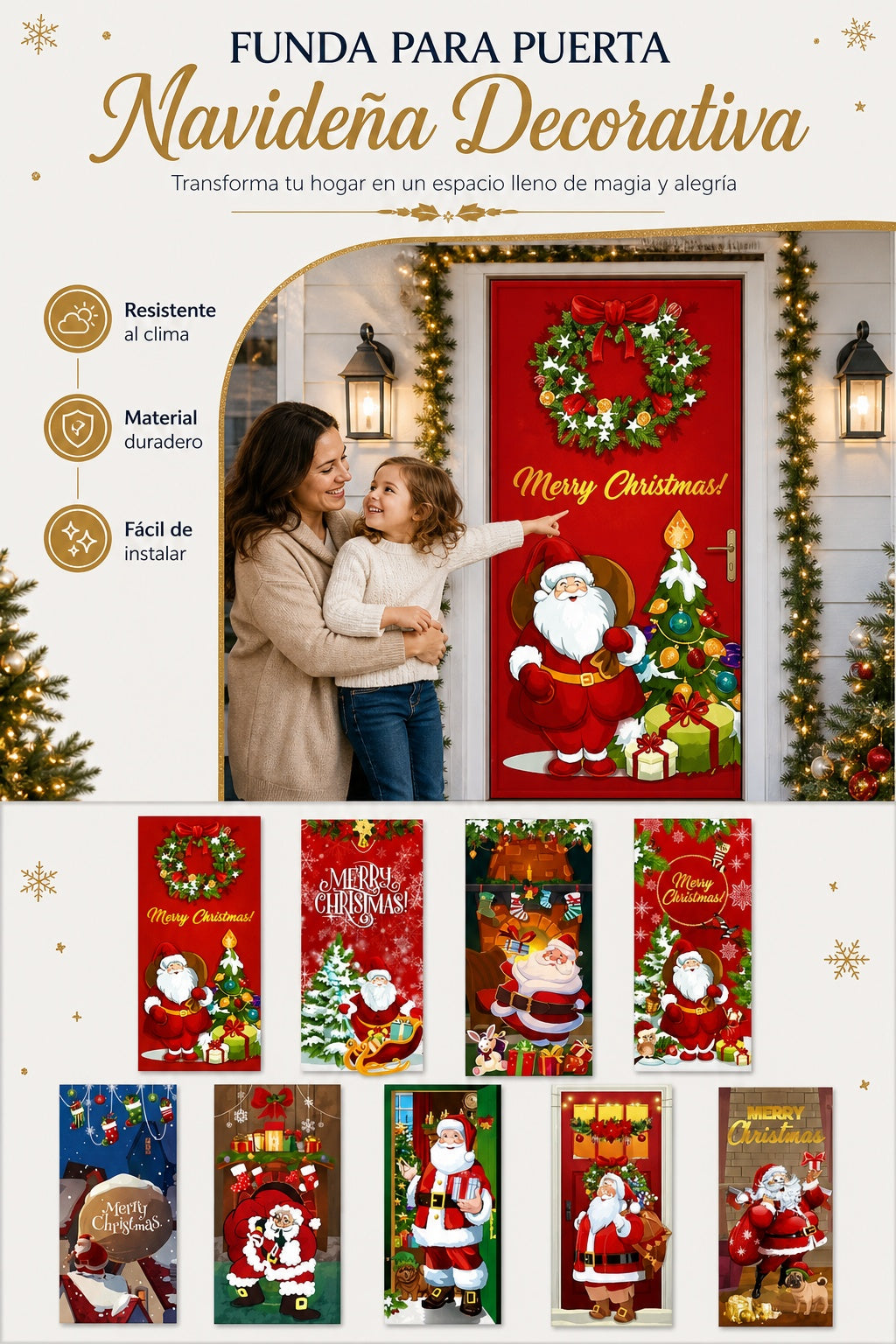 Funda Para Puerta Navidena Decorativa - imagen 7