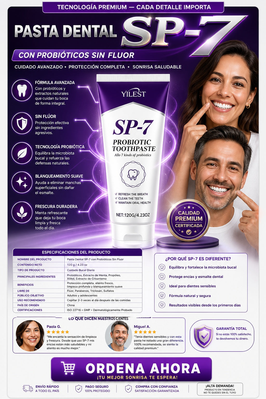 Pasta Dental SP-7 con Probióticos Sin Fluor - imagen 7