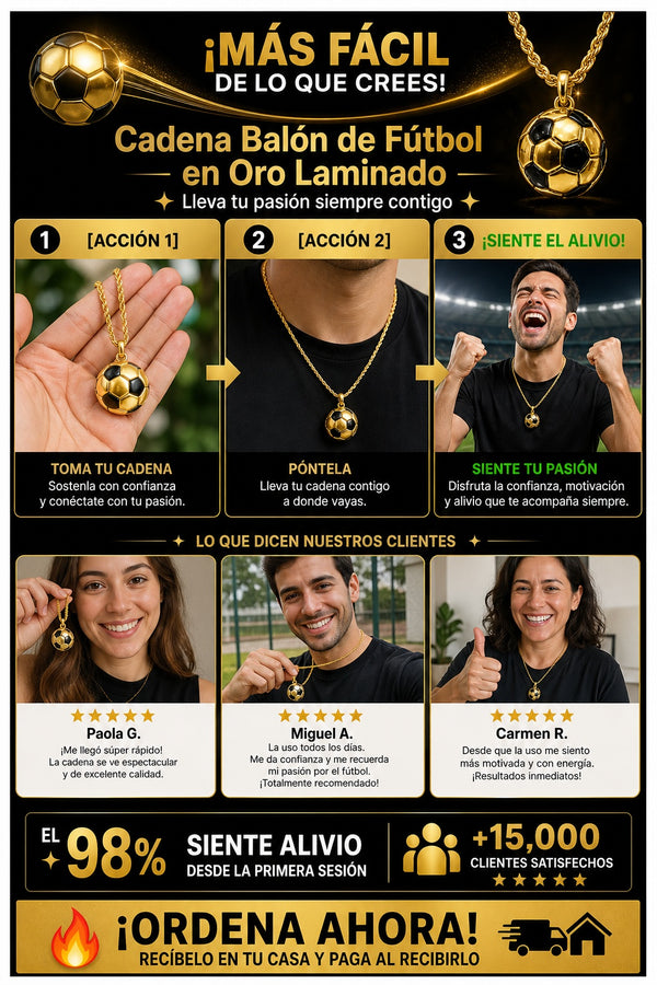Cadena Balón de Fútbol en Oro Laminado — Lleva tu pasión siempre contigo - imagen 8