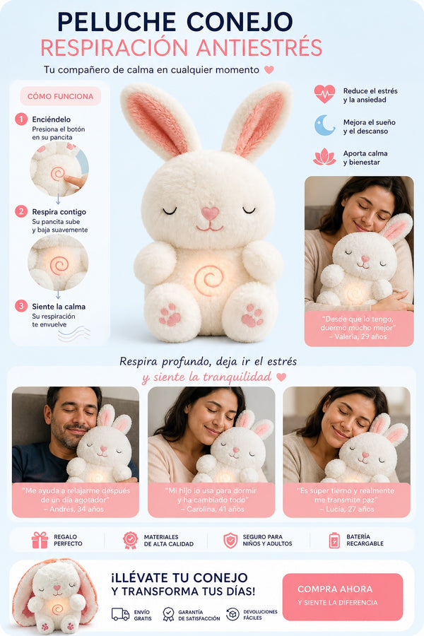 Peluche Conejo Respiracion Antiestres - imagen 8