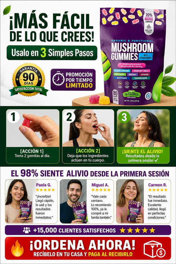 Suplemento Mushroom Ashwagandha 80 Gomas - imagen 8