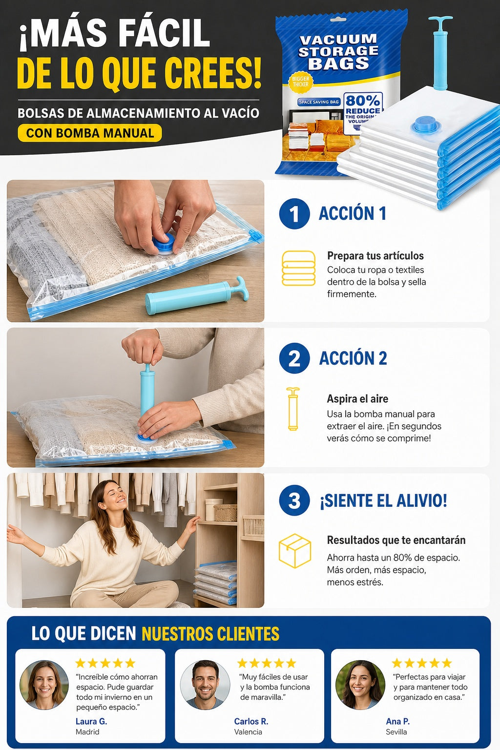 6 Bolsas Al Vacio Con Bomba Almacenamiento oferta 2x1 compra un paqute de 6 y recibe el segundo gratis total 12 bolsas y 2 bombas - imagen 8