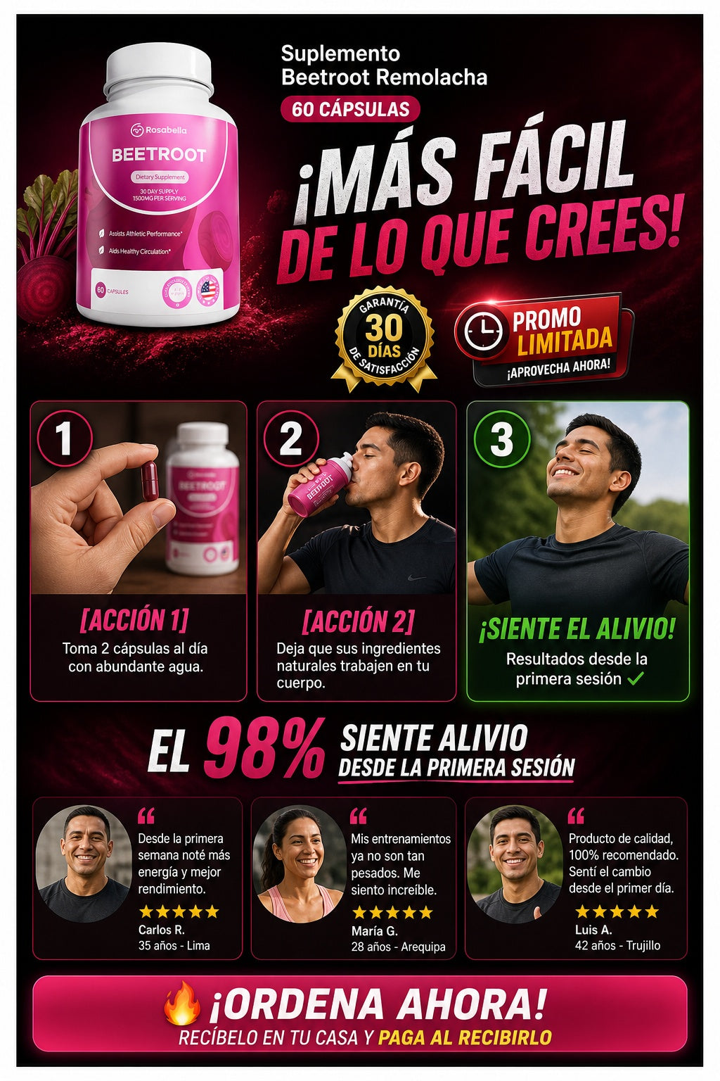 Suplemento Beetroot Remolacha 60 Cápsulas - imagen 8