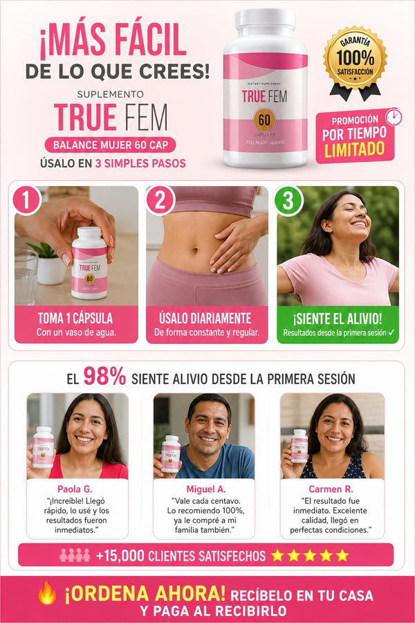 Suplemento True Fem Balance Mujer 60 Cap - imagen 8