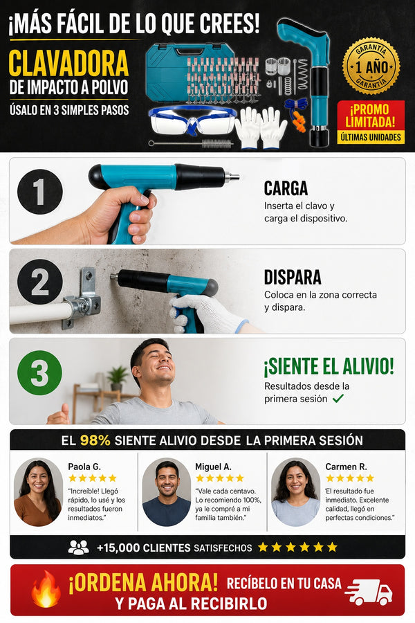 Pistola De Fijacion Con 100 Clavos - imagen 8