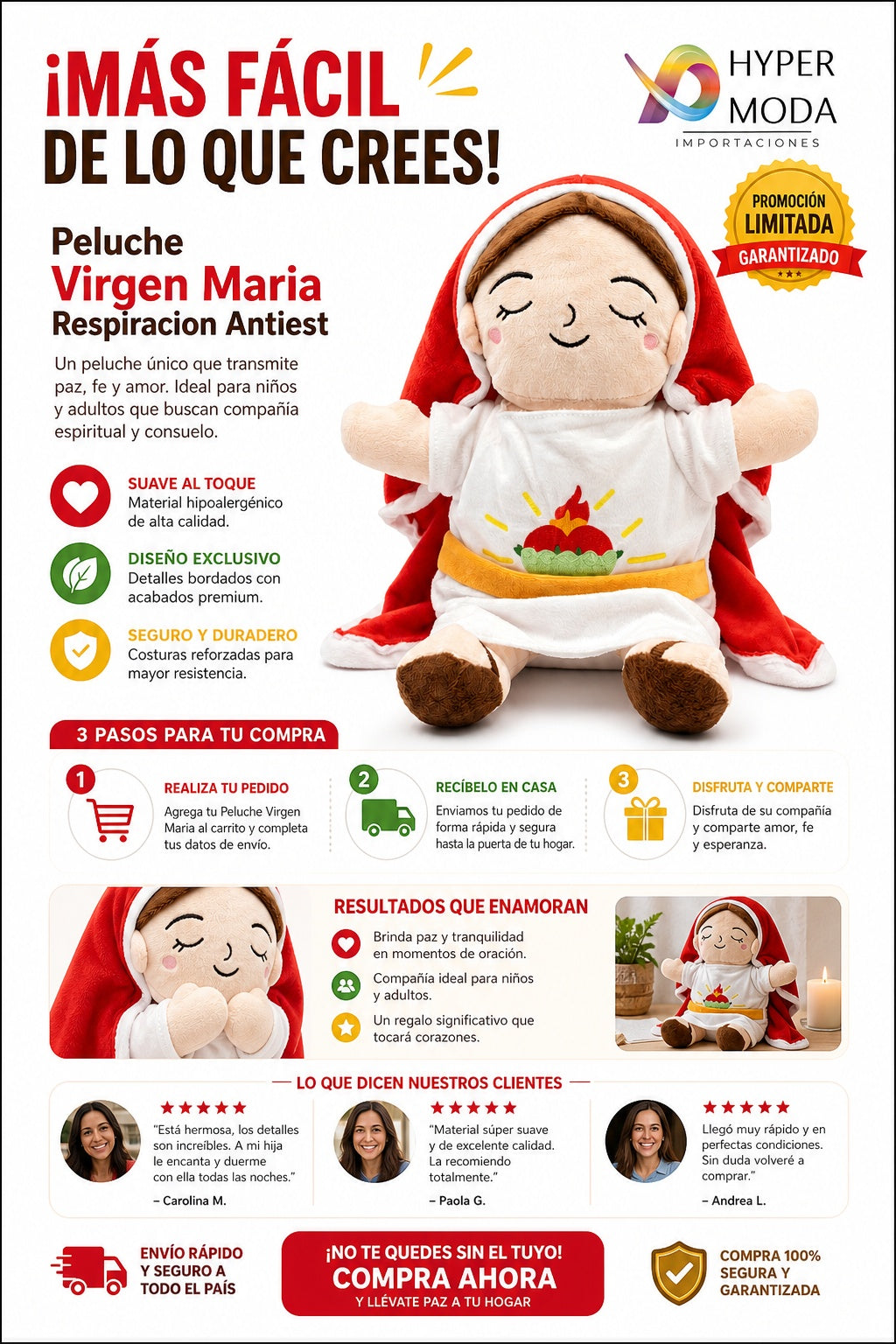 Peluche Virgen Maria Respiracion Antiest - imagen 8