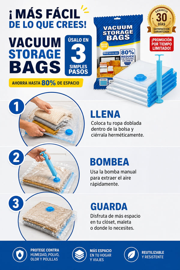 Bolsas Al Vacio Con Bomba Almacenamiento 📦 Contenido del paquete: • 1 x Bomba de aire manual    • 5 x Bolsas de almacenamiento al vacío - imagen 8