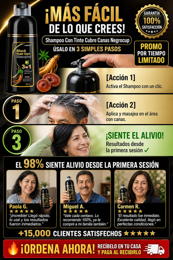 Shampoo Con Tinte Cubre Canas Negrocup - imagen 8