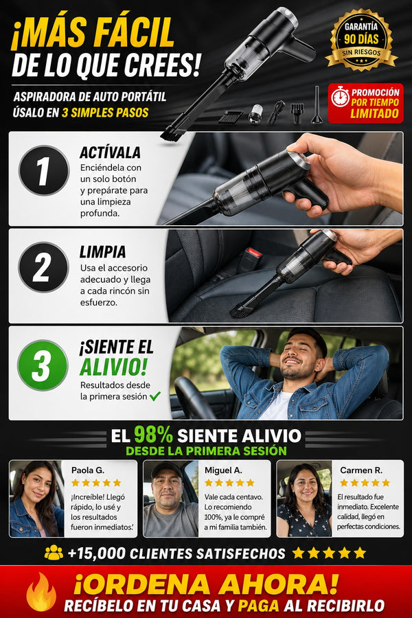 Aspiradora Portatil Para Auto De Mano - imagen 8
