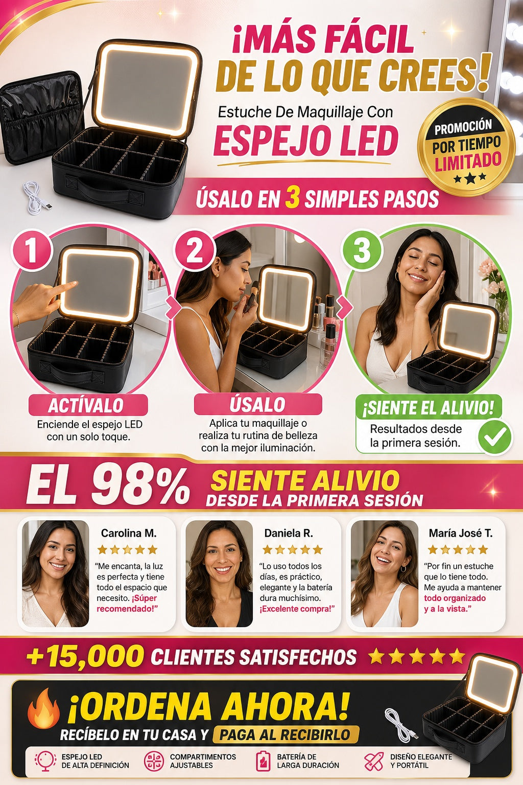 Estuche De Maquillaje Con Espejo Led - imagen 8