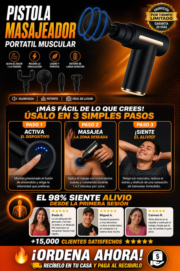 Pistola Masajeador Portatil Muscular - imagen 8