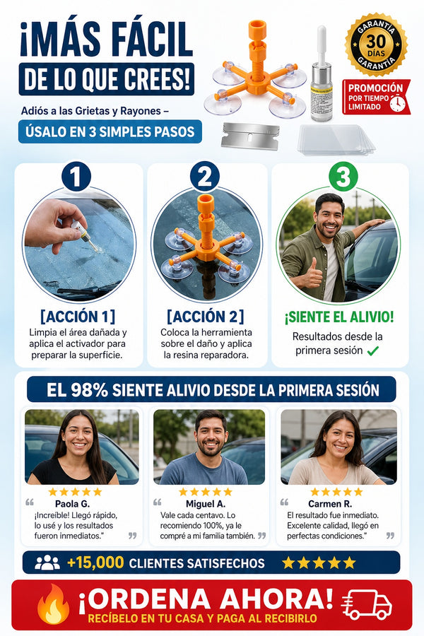 Adiós a las Grietas y Rayones – Kit Reparador de Vidrios y Cristales - imagen 8