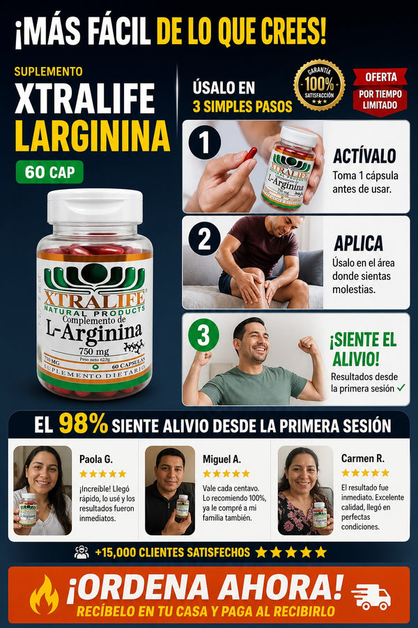 Suplemento Xtralife Larginina 60 Cap - imagen 8