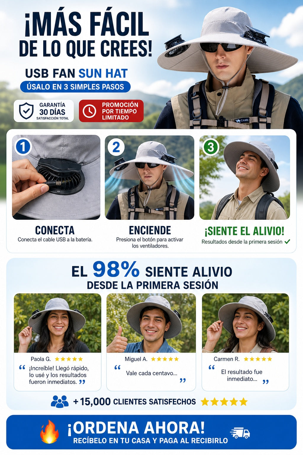 Ventilador Usb Sombrero Para Sol - imagen 8