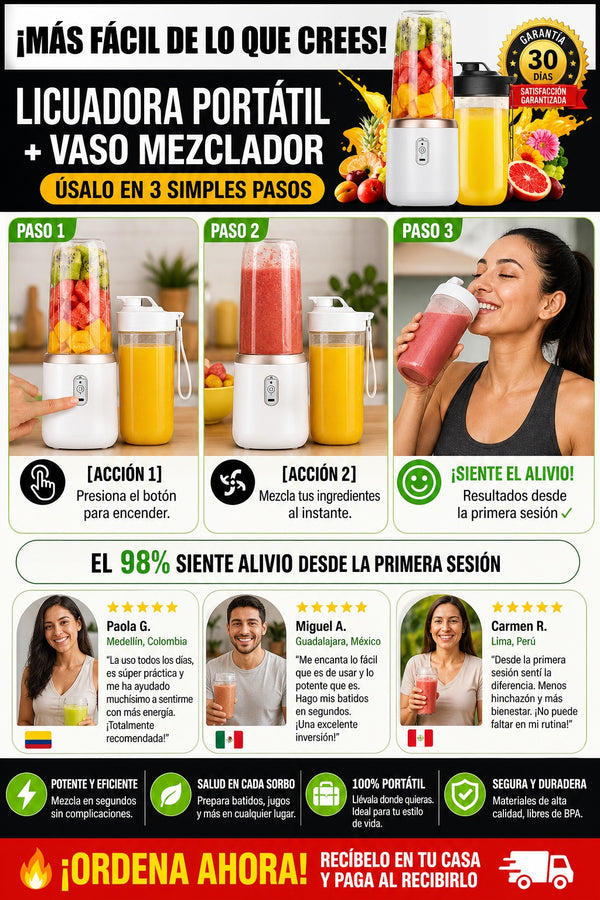 Licuadora Portatil Con Vaso Mezclador - imagen 8