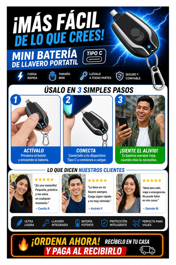 Mini Bateria De Llavero Portatil Tipo C - imagen 8