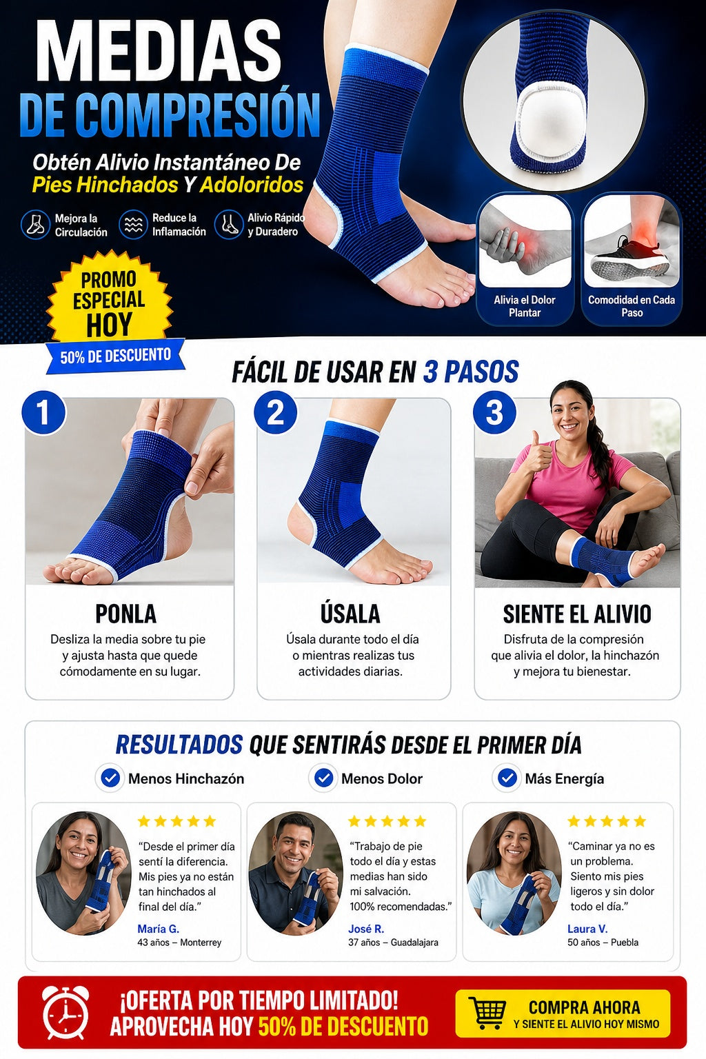 Medias De Compresión - Obtén Alivio Instantáneo De Pies Hinchados Y Adoloridos - imagen 8